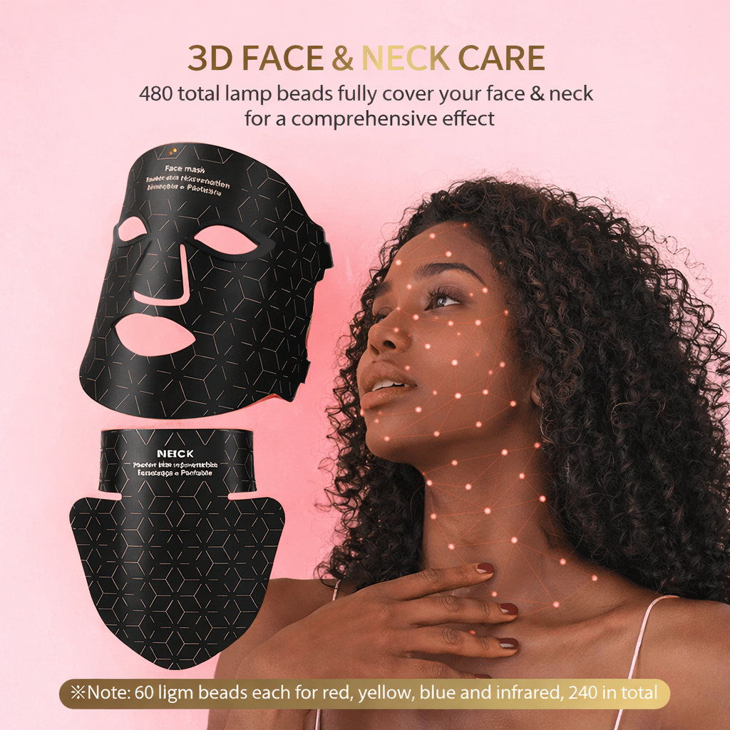 LED Face & Neck Mask – 240 LED Red Light Therapy Infrared Skin Rejuvenation Mask