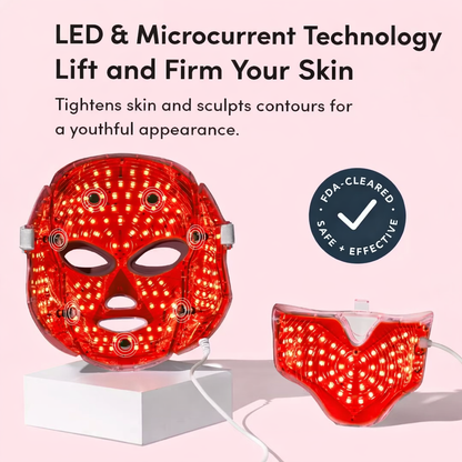 Red Light LED Face & Neck Mask – Anti-Aging Light Therapy Device for Wrinkles, Skin Firming & Rejuvenation