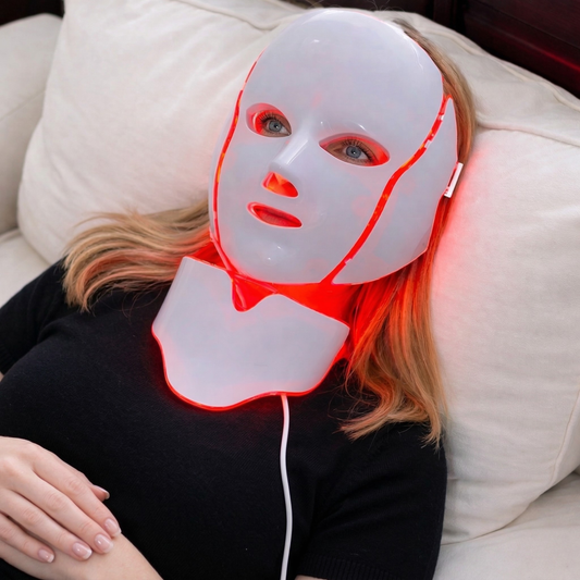 Red Light LED Face & Neck Mask – Anti-Aging Light Therapy Device for Wrinkles, Skin Firming & Rejuvenation