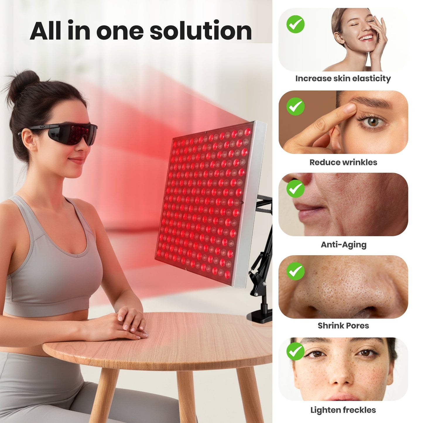 225 LED, 660nm Red + 850nm Infrared Light Therapy Lamp